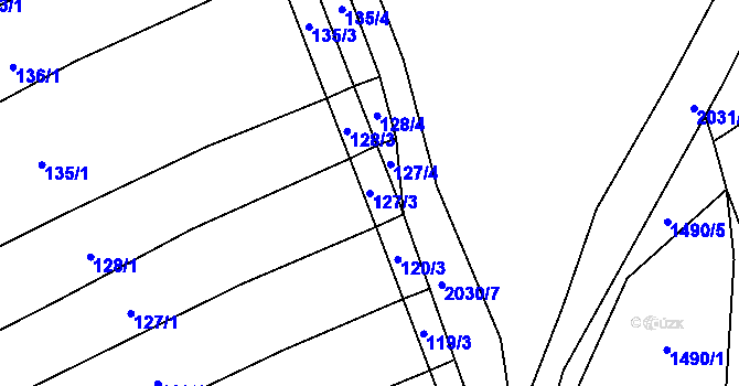 Parcela st. 127/3 v KÚ Oplot, Katastrální mapa
