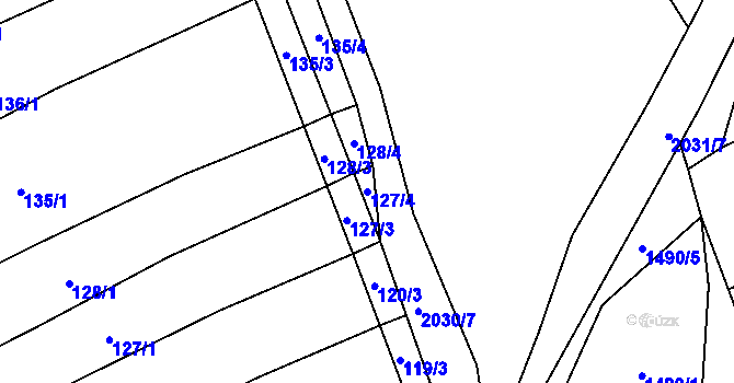 Parcela st. 127/4 v KÚ Oplot, Katastrální mapa