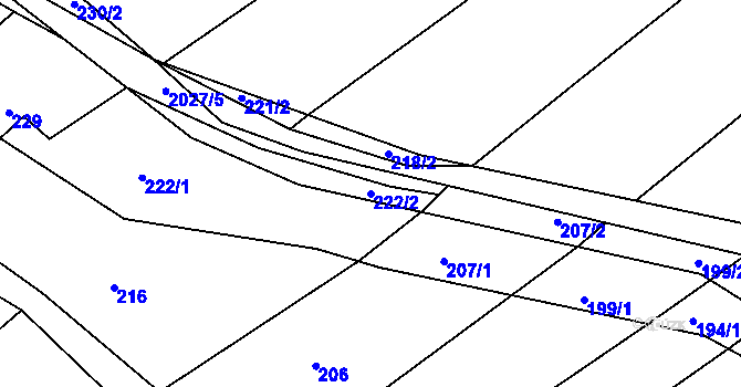 Parcela st. 222/2 v KÚ Oplot, Katastrální mapa