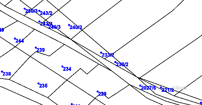 Parcela st. 233/2 v KÚ Oplot, Katastrální mapa