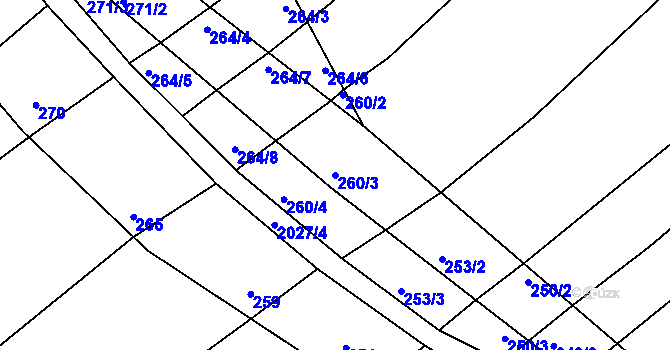 Parcela st. 260/3 v KÚ Oplot, Katastrální mapa