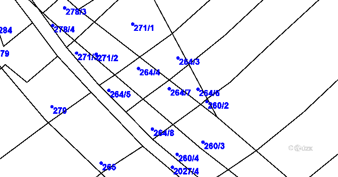 Parcela st. 264/7 v KÚ Oplot, Katastrální mapa