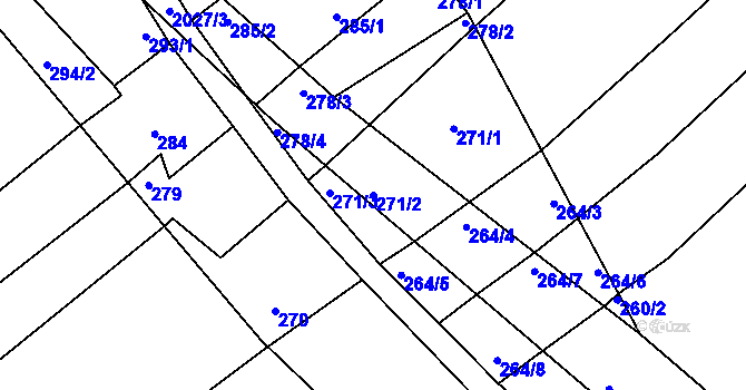Parcela st. 271/2 v KÚ Oplot, Katastrální mapa