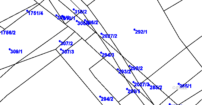 Parcela st. 294/3 v KÚ Oplot, Katastrální mapa