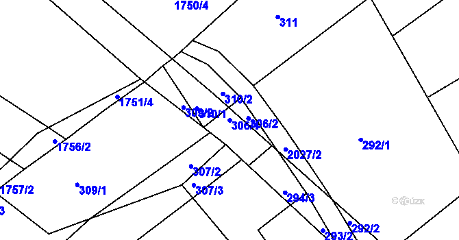 Parcela st. 306/1 v KÚ Oplot, Katastrální mapa