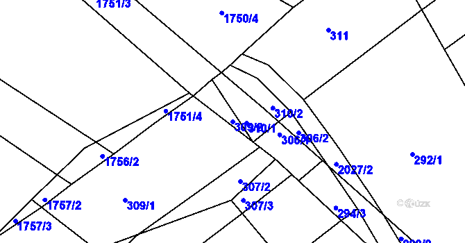 Parcela st. 309/2 v KÚ Oplot, Katastrální mapa