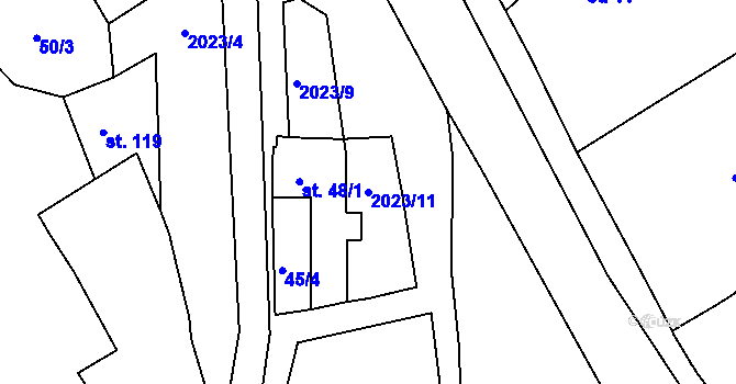 Parcela st. 2023/11 v KÚ Oplot, Katastrální mapa