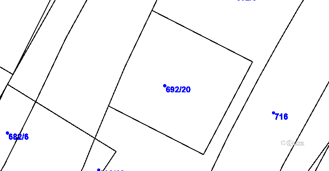 Parcela st. 692/20 v KÚ Oplot, Katastrální mapa