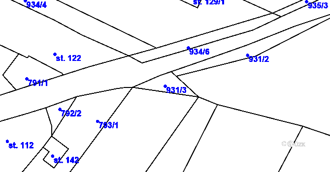 Parcela st. 931/3 v KÚ Oplot, Katastrální mapa