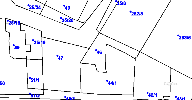 Parcela st. 46 v KÚ Dobelice, Katastrální mapa
