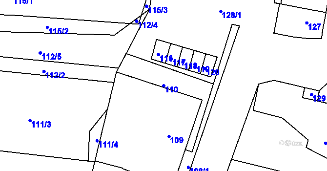 Parcela st. 110 v KÚ Dobelice, Katastrální mapa