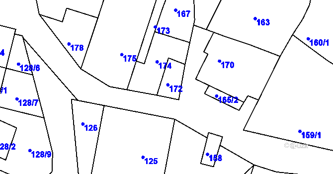 Parcela st. 172 v KÚ Dobelice, Katastrální mapa