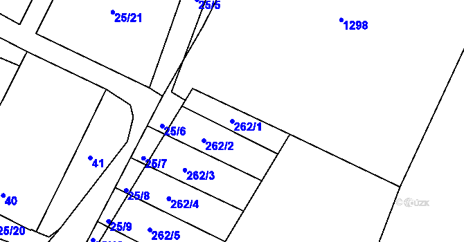 Parcela st. 262/1 v KÚ Dobelice, Katastrální mapa
