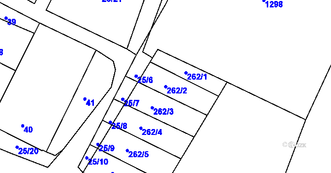 Parcela st. 262/2 v KÚ Dobelice, Katastrální mapa