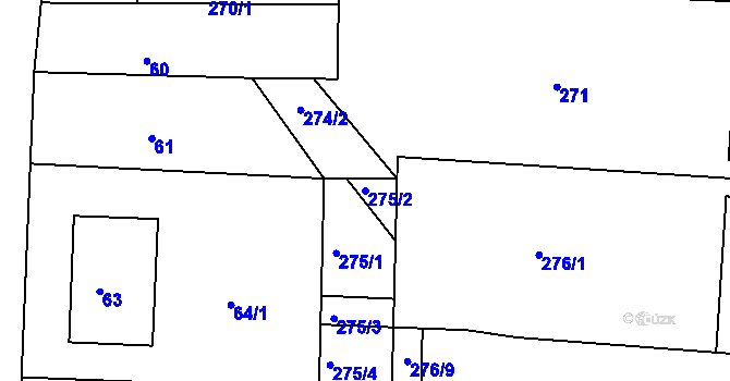 Parcela st. 275/2 v KÚ Dobelice, Katastrální mapa