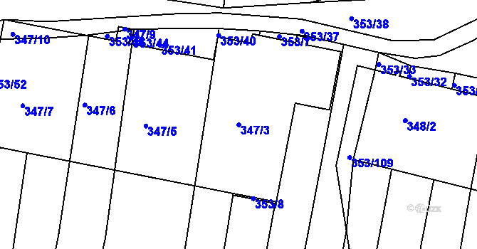 Parcela st. 347/3 v KÚ Dobelice, Katastrální mapa