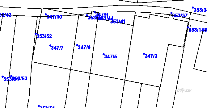 Parcela st. 347/5 v KÚ Dobelice, Katastrální mapa