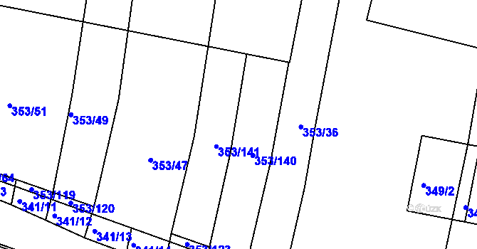 Parcela st. 353/9 v KÚ Dobelice, Katastrální mapa