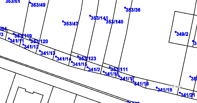 Parcela st. 353/10 v KÚ Dobelice, Katastrální mapa