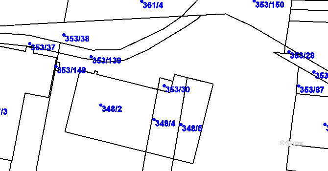 Parcela st. 353/30 v KÚ Dobelice, Katastrální mapa