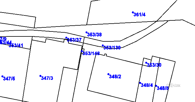 Parcela st. 353/33 v KÚ Dobelice, Katastrální mapa