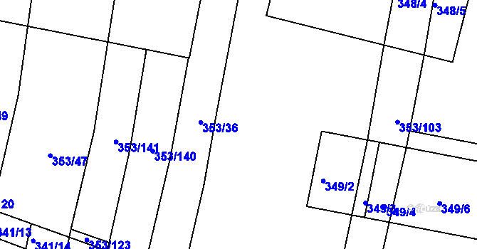 Parcela st. 353/35 v KÚ Dobelice, Katastrální mapa