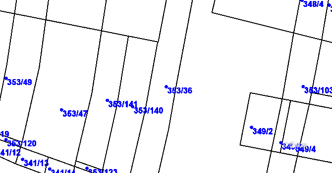 Parcela st. 353/36 v KÚ Dobelice, Katastrální mapa