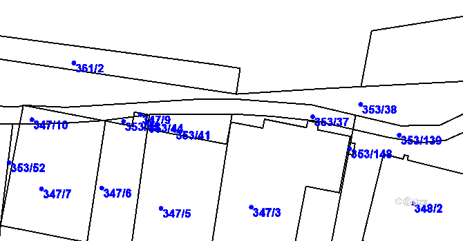 Parcela st. 353/40 v KÚ Dobelice, Katastrální mapa