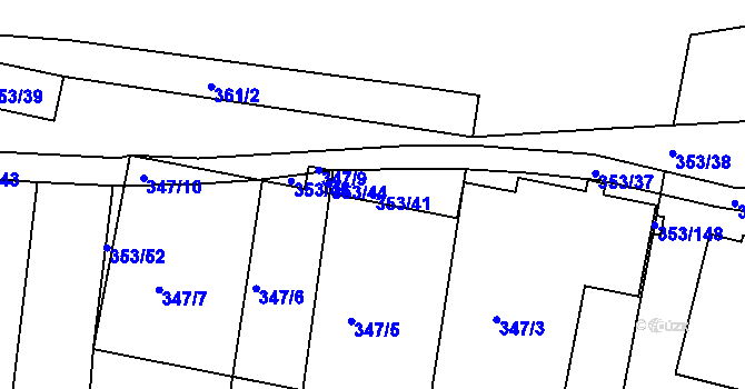 Parcela st. 353/41 v KÚ Dobelice, Katastrální mapa