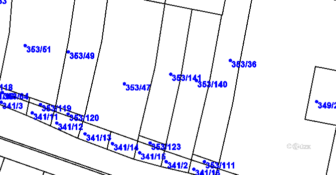 Parcela st. 353/46 v KÚ Dobelice, Katastrální mapa