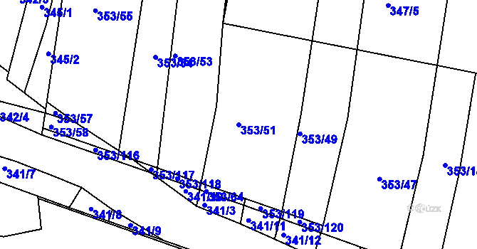 Parcela st. 353/51 v KÚ Dobelice, Katastrální mapa