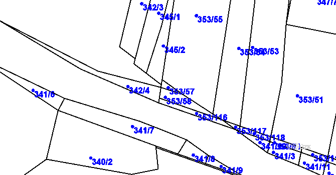 Parcela st. 353/57 v KÚ Dobelice, Katastrální mapa