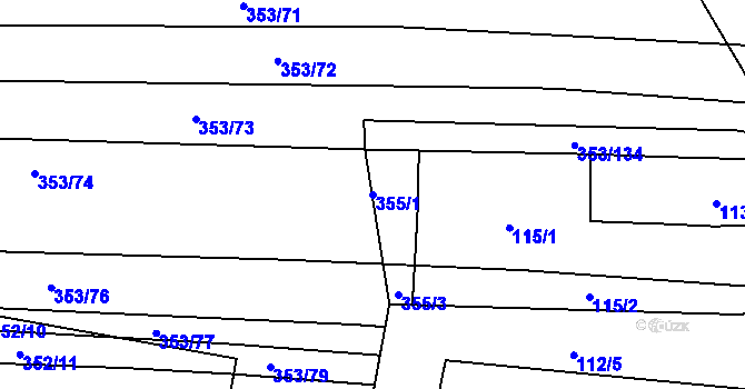 Parcela st. 355/1 v KÚ Dobelice, Katastrální mapa