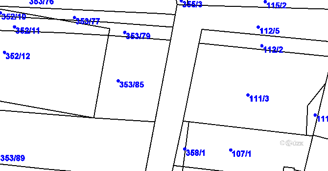 Parcela st. 356/2 v KÚ Dobelice, Katastrální mapa