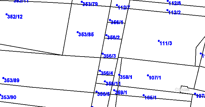 Parcela st. 356/3 v KÚ Dobelice, Katastrální mapa