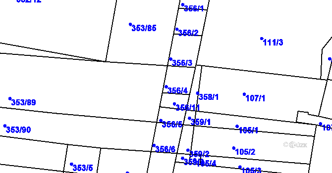 Parcela st. 356/4 v KÚ Dobelice, Katastrální mapa