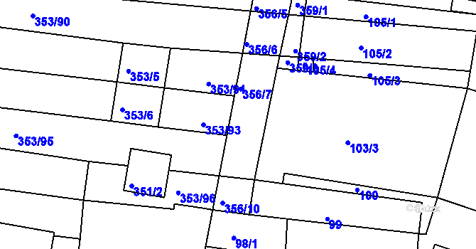 Parcela st. 356/8 v KÚ Dobelice, Katastrální mapa