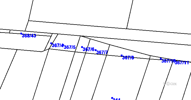 Parcela st. 367/7 v KÚ Dobelice, Katastrální mapa