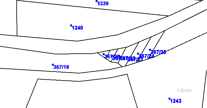 Parcela st. 367/20 v KÚ Dobelice, Katastrální mapa