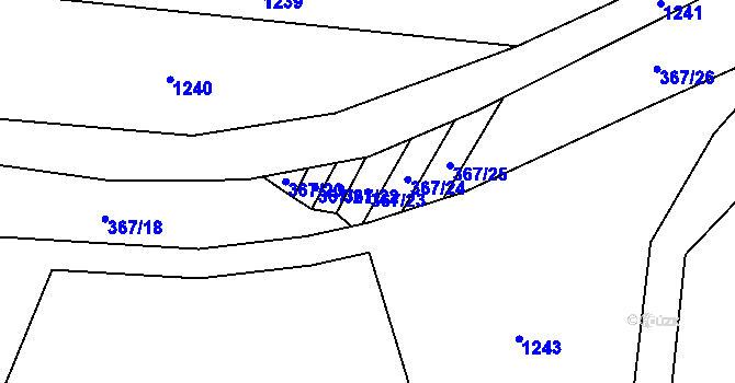 Parcela st. 367/23 v KÚ Dobelice, Katastrální mapa