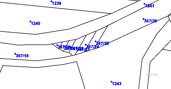 Parcela st. 367/24 v KÚ Dobelice, Katastrální mapa