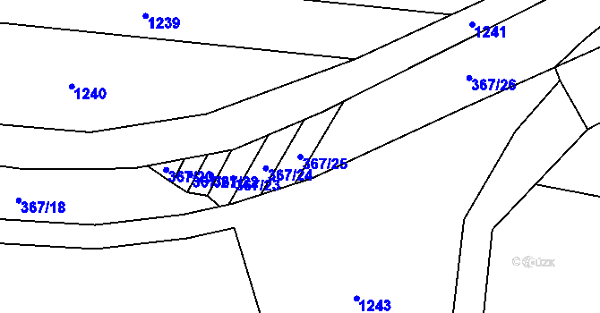 Parcela st. 367/25 v KÚ Dobelice, Katastrální mapa