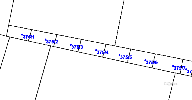 Parcela st. 375/4 v KÚ Dobelice, Katastrální mapa