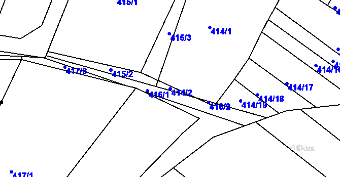Parcela st. 414/2 v KÚ Dobelice, Katastrální mapa