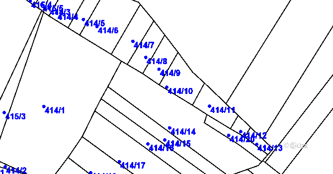 Parcela st. 414/10 v KÚ Dobelice, Katastrální mapa