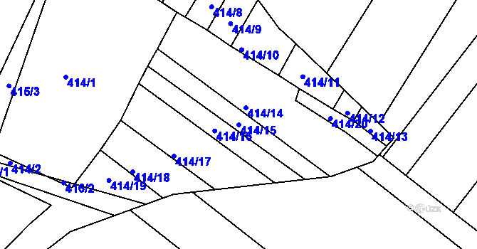 Parcela st. 414/15 v KÚ Dobelice, Katastrální mapa