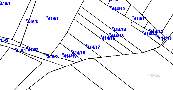 Parcela st. 414/17 v KÚ Dobelice, Katastrální mapa