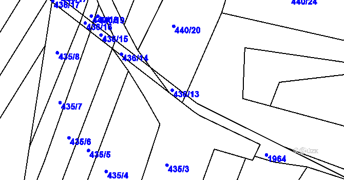 Parcela st. 436/13 v KÚ Dobelice, Katastrální mapa