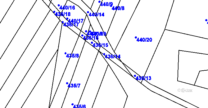 Parcela st. 436/14 v KÚ Dobelice, Katastrální mapa