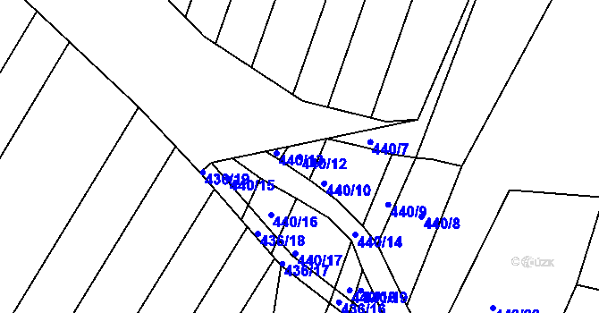 Parcela st. 440/12 v KÚ Dobelice, Katastrální mapa